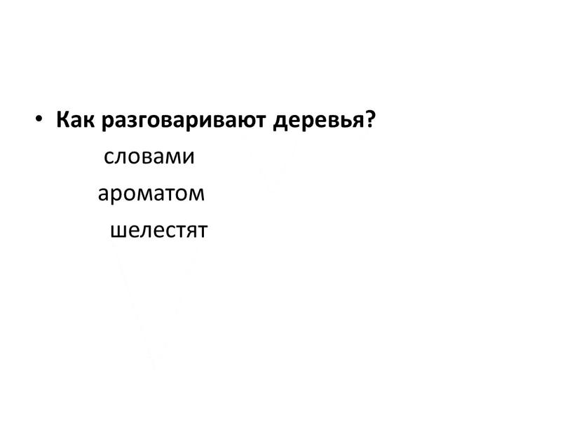 Как разговаривают деревья? словами ароматом шелестят