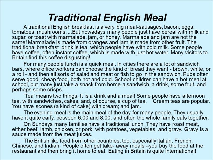 Traditional English Meal Traditional