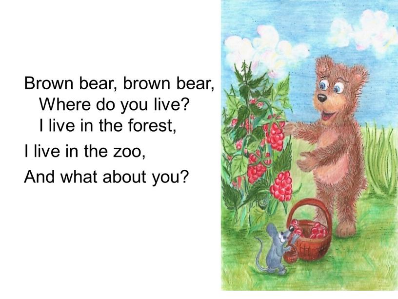 Brown bear, brown bear, Where do you live?