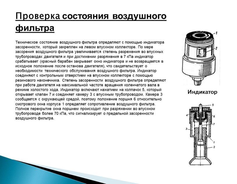 Проверка состояния воздушного фильтра