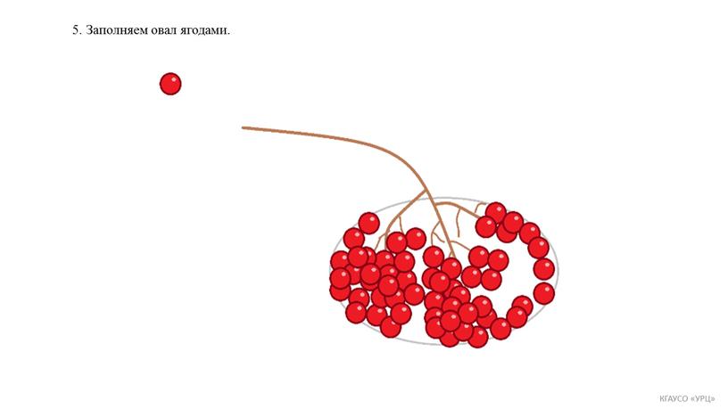 5. Заполняем овал ягодами.