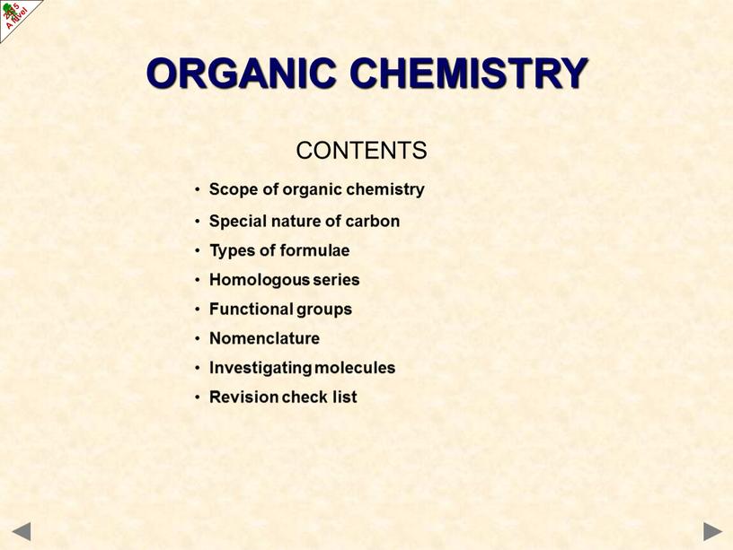 CONTENTS Scope of organic chemistry