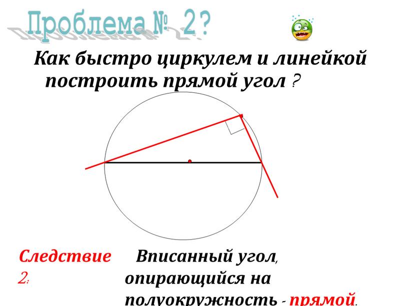 Проблема № 2? Как быстро циркулем и линейкой построить прямой угол ?