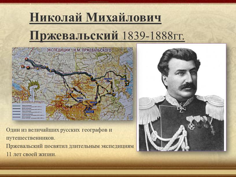 Николай Михайлович Пржевальский 1839-1888гг