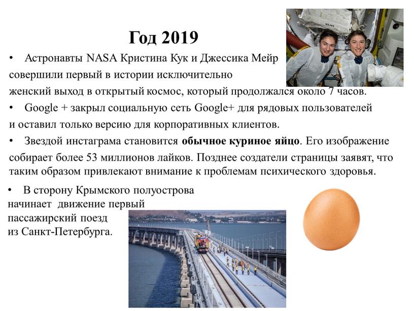 Год 2019 Астронавты NASA Кристина