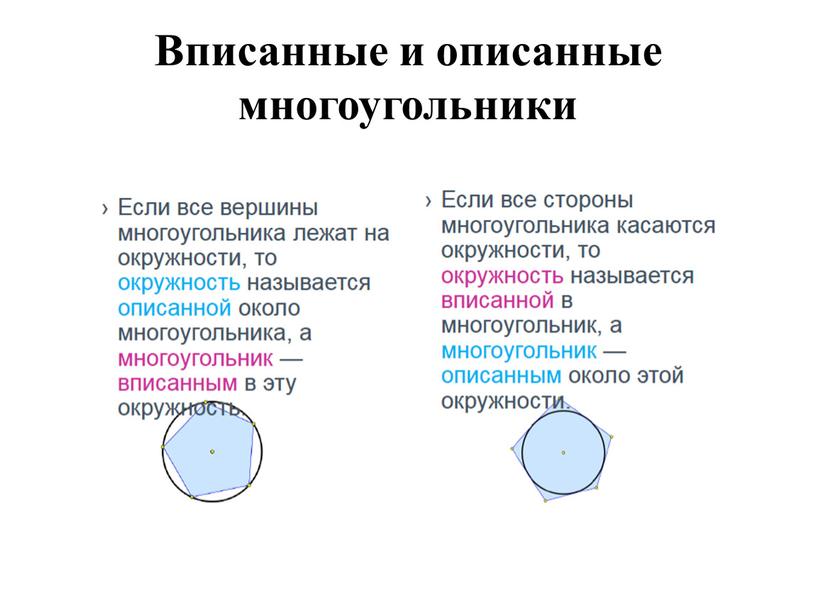 Вписанные и описанные многоугольники