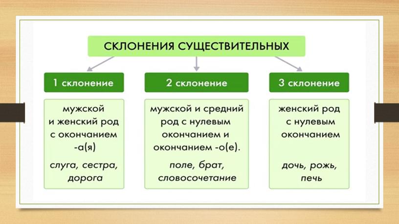 Презентация Типы склонения имён существительных (5 класс)