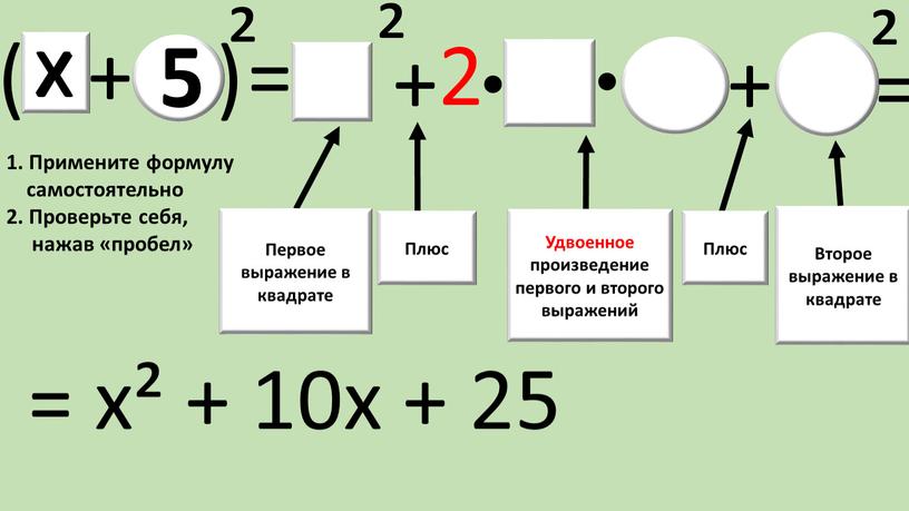 Первое выражение в квадрате Плюс