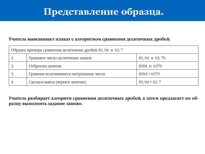 Представление образца.