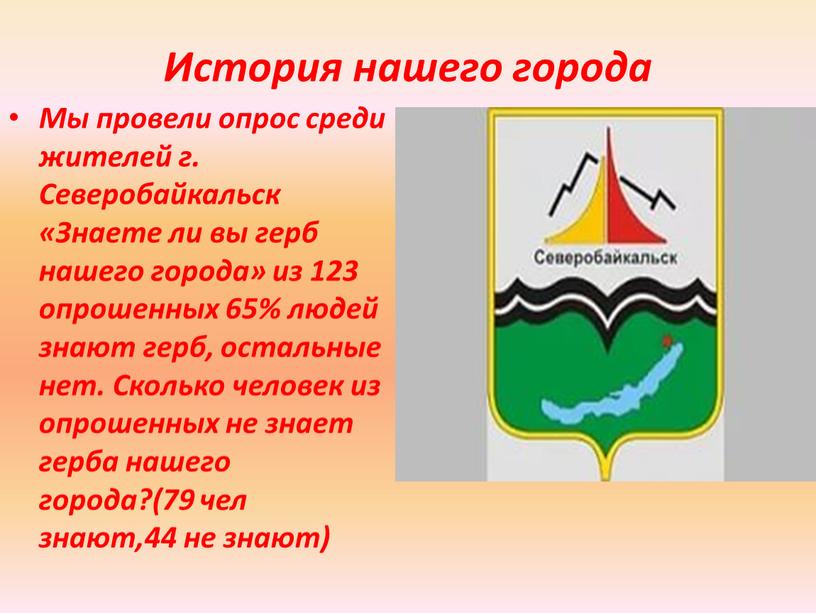 История нашего города Мы провели опрос среди жителей г