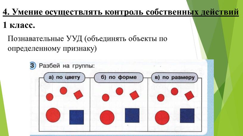 Умение осуществлять контроль собственных действий 1 класс