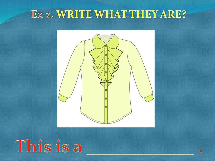 Ex 2. WRITE WHAT THEY ARE? This is a ____________