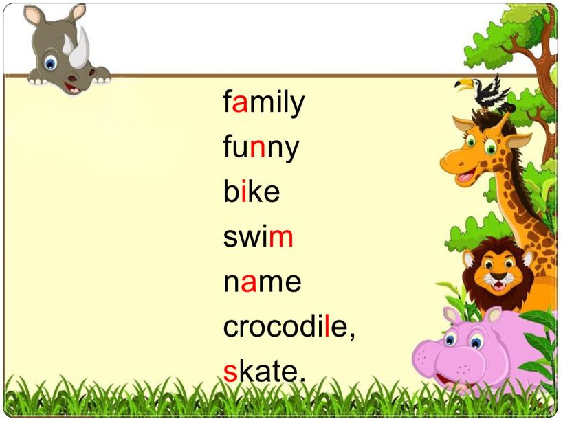 family funny bike swim name crocodile, skate.