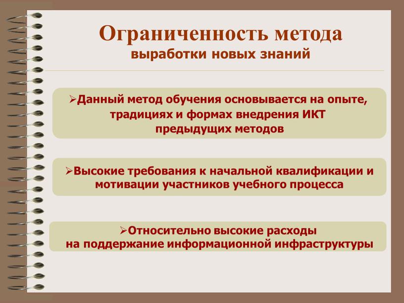 Данный метод обучения основывается на опыте, традициях и формах внедрения