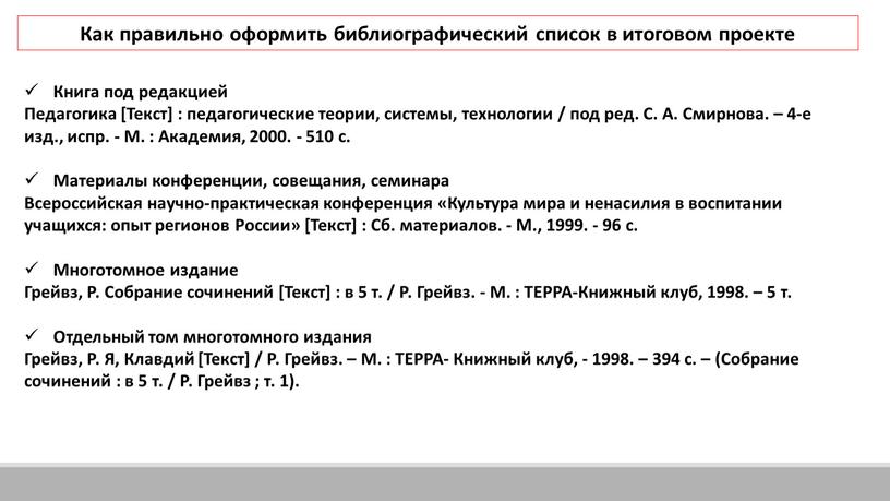 Как правильно оформить библиографический список в итоговом проекте