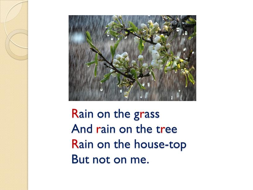 Rain on the grass And rain on the tree