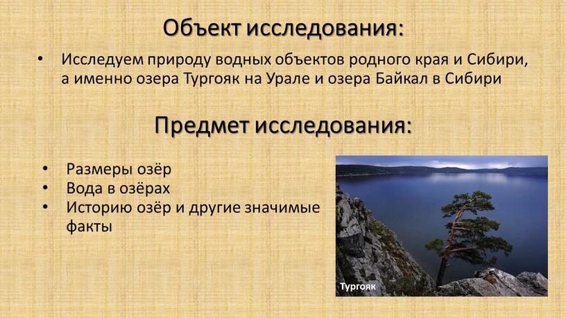 Объект исследования: Исследуем природу водных объектов родного края и