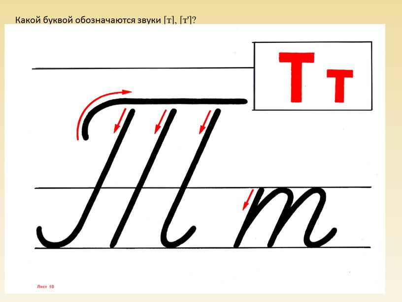 Какой буквой обозначаются звуки [т], [т']?