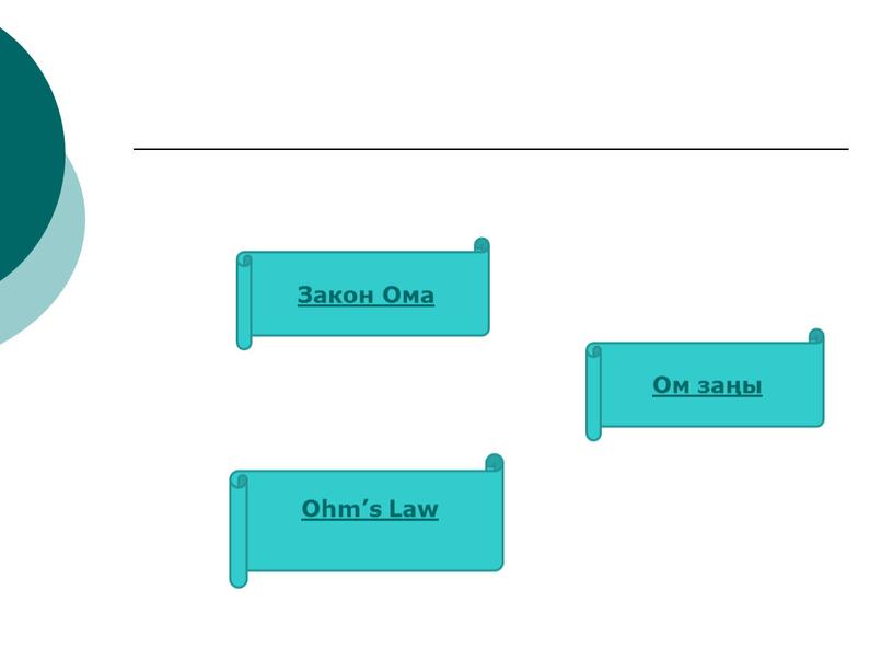 Закон Ома Ом заңы Ohm’s Law