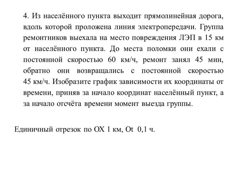 Из населённого пункта выходит прямолинейная дорога, вдоль которой проложена линия электропередачи