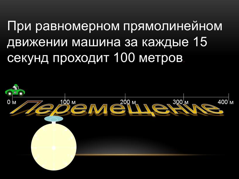 Перемещение 0 м 200 м 300 м 400 м 100 м