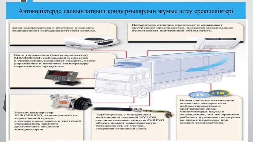 Автокөліктерде салқындатқыш қондырғылардың жұмыс істеу ерекшеліктері