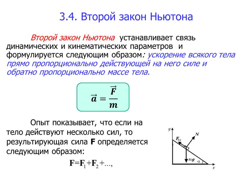 Второй закон Ньютона Второй закон