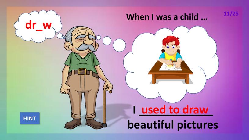 When I was a child … I ____________ beautiful pictures used to draw