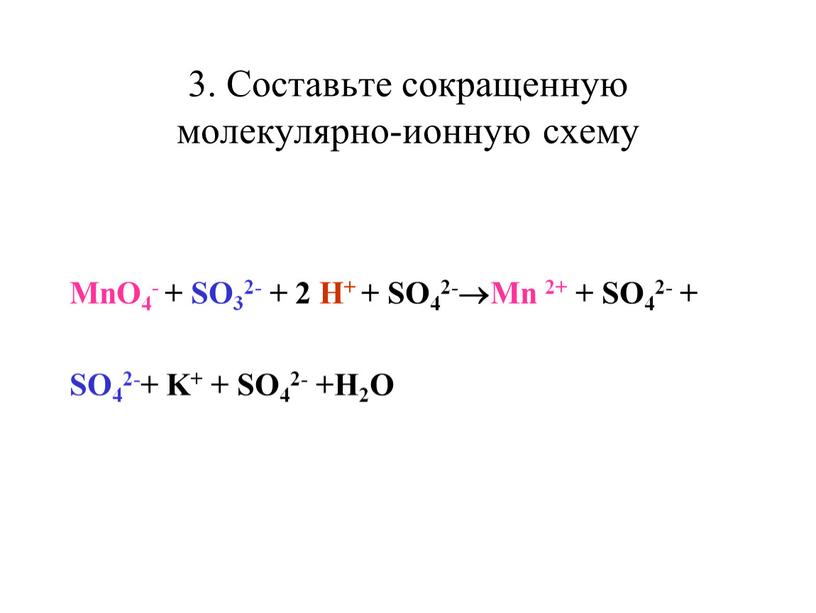 Составьте сокращенную молекулярно-ионную схему