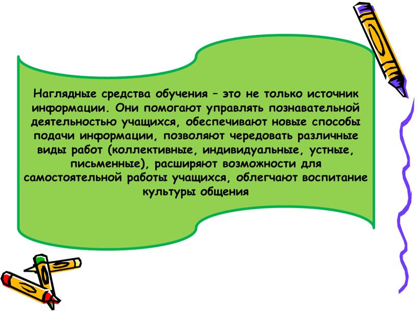 Наглядные средства обучения – это не только источник информации