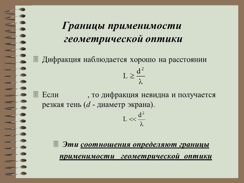 Границы применимости геометрической оптики