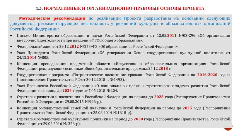 Методические рекомендации по реализации