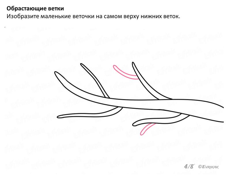 Обрастающие ветки Изобразите маленькие веточки на самом верху нижних веток