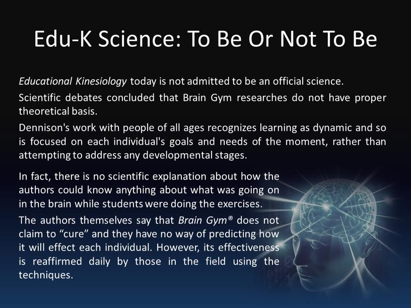 Edu-K Science: To Be Or Not To