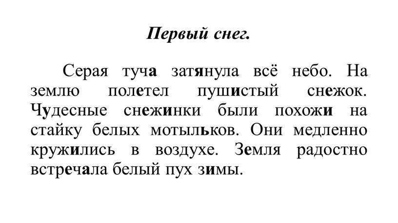 Первый снег. Серая туч а зат я нула всё небо