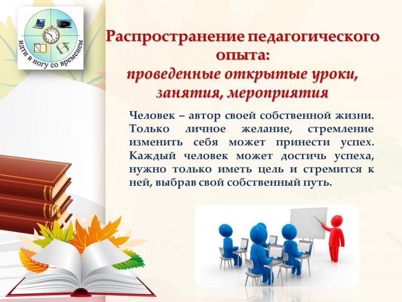 Распространение педагогического опыта: проведенные открытые уроки, занятия, мероприятия