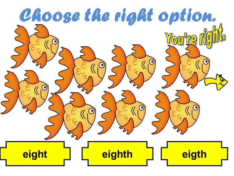 Choose the right option. eigth eight eighth