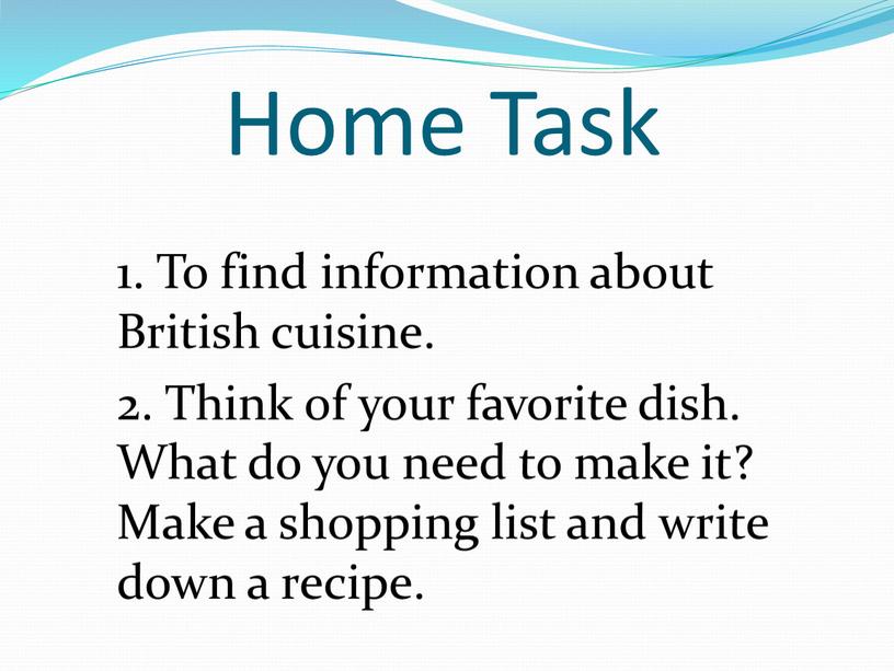 Home Task 1. To find information about