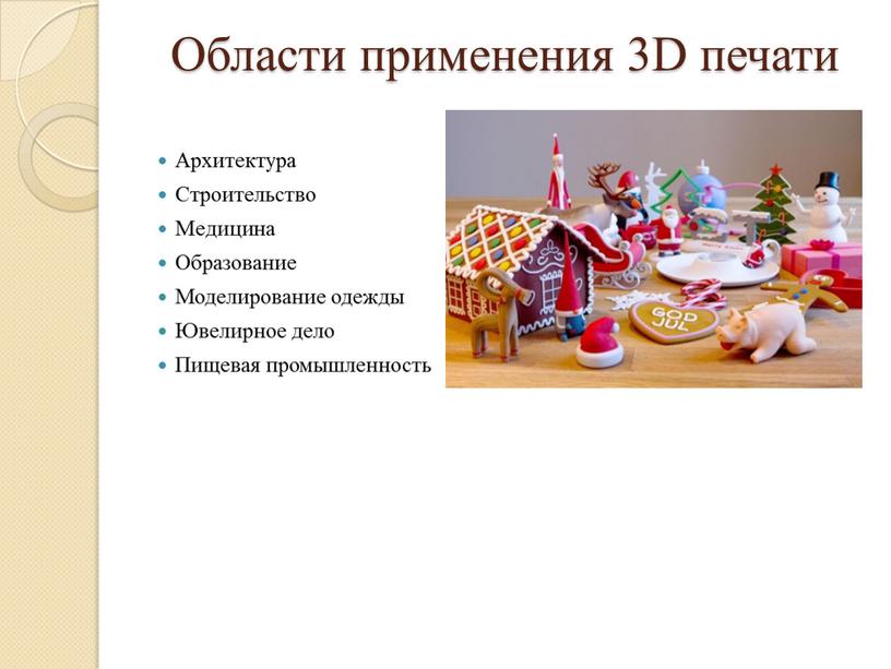 Области применения 3D печати