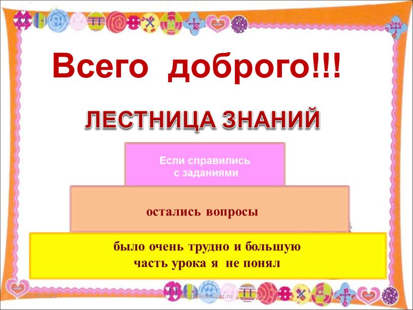 ЛЕСТНИЦА ЗНАНИЙ Если справились с заданиями остались вопросы было очень трудно и большую часть урока я не понял