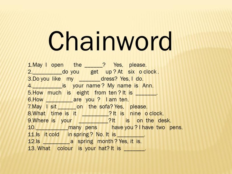 Chainword 1.May I open the ______?