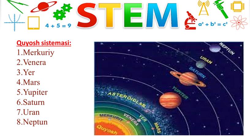 Quyosh sistemasi: 1.Merkuriy 2