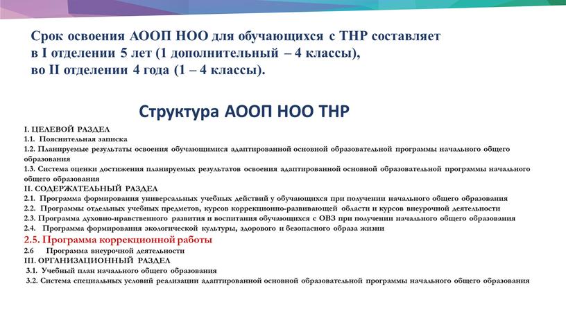 Срок освоения АООП НОО для обучающихся с