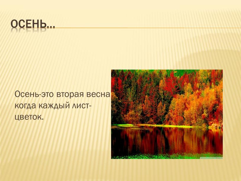 Осень… Осень-это вторая весна, когда каждый лист-цветок