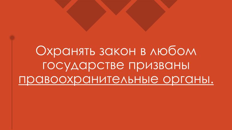 Охранять закон в любом государстве призваны правоохранительные органы