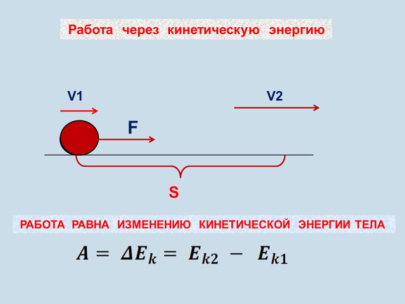 S Работа через кинетическую энергию