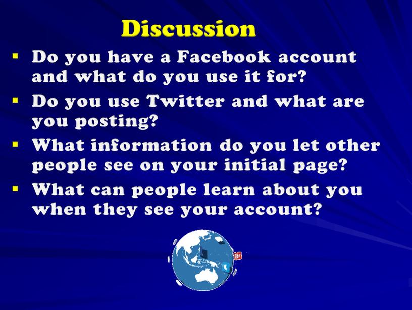 Discussion Do you have a Facebook account and what do you use it for?