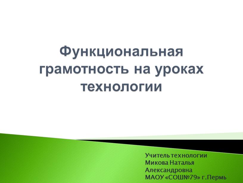 Функциональная грамотность на уроках технологии