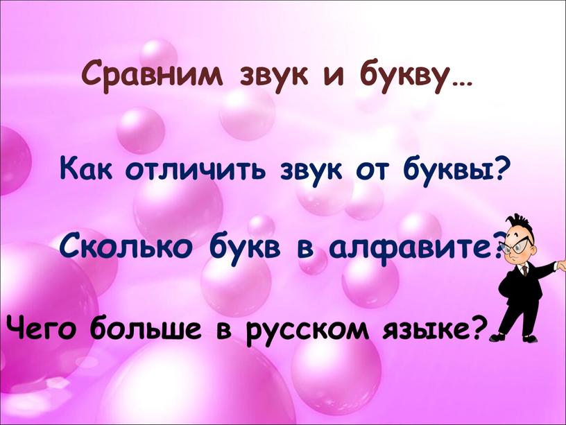 Сравним звук и букву… Как отличить звук от буквы?