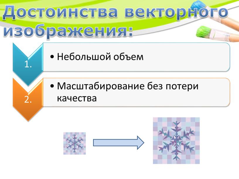 Достоинства векторного изображения: